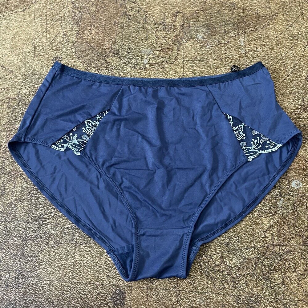 Kris Line European Panties Indigo Constance Briefs XXL Blue Satin